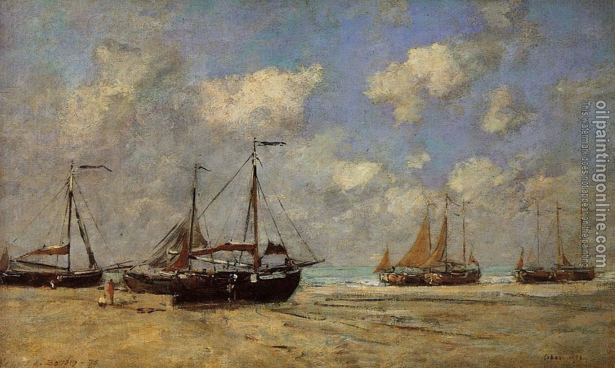 Boudin, Eugene - Scheveningen, Boats Aground on the Shore